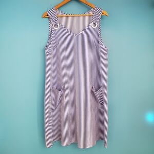 SHEIN Striped Shift Dress Size Large Lightweight V-Neck